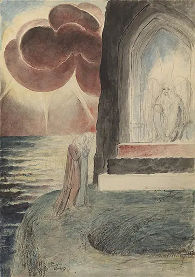 Dante and Virgil Approaching the Angel Who Guards the Entrance of Purgatory William Blake